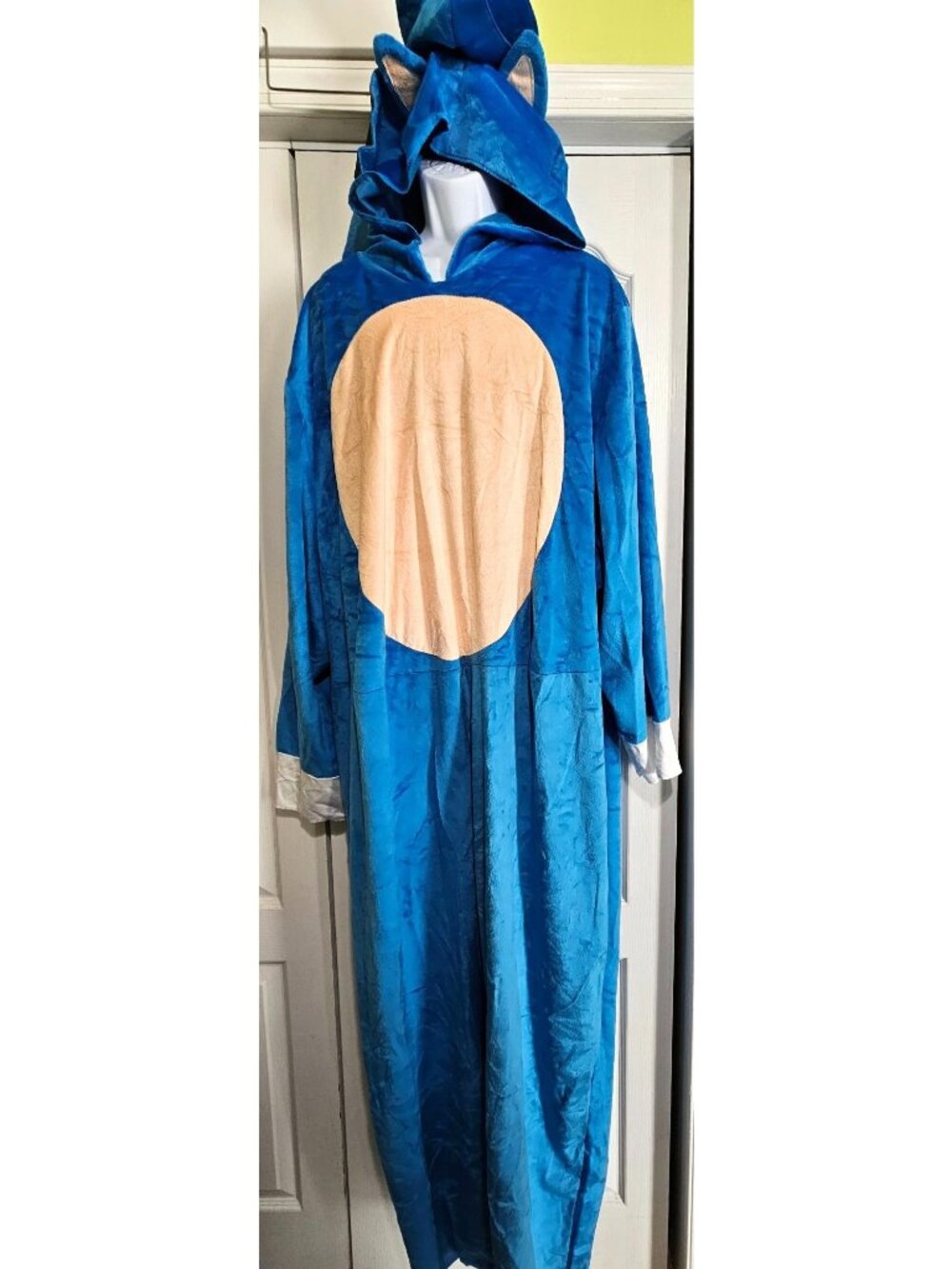 Sonic The Hedgehog Jumpsuit Costume Plush Hooded Onesie Men XXL Movie Disguise